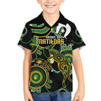 Custom Matildas NAIDOC Week Kid Hawaiian Shirt Australia Kangaroo Keep The Fire Burning - Black