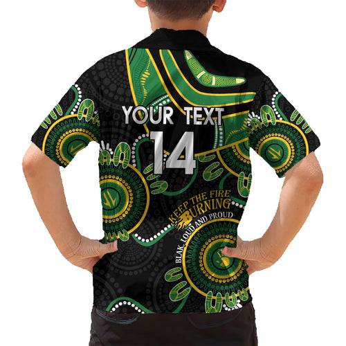 Custom Matildas NAIDOC Week Kid Hawaiian Shirt Australia Kangaroo Keep The Fire Burning - Black