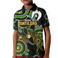 Custom Matildas NAIDOC Week Kid Polo Shirt Australia Kangaroo Keep The Fire Burning - Black