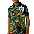 Custom Matildas NAIDOC Week Kid Polo Shirt Australia Kangaroo Keep The Fire Burning - Black