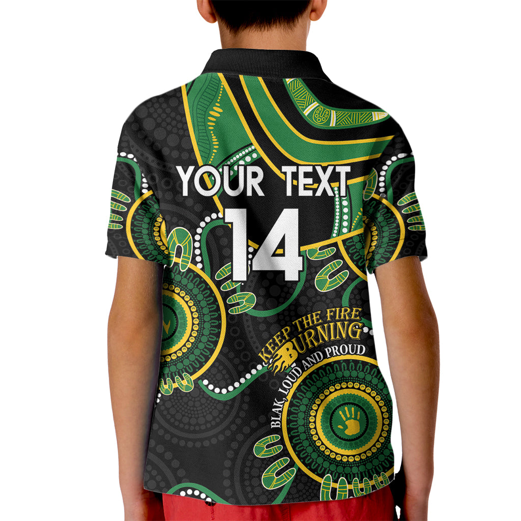 Custom Matildas NAIDOC Week Kid Polo Shirt Australia Kangaroo Keep The Fire Burning - Black