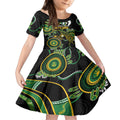 Custom Matildas NAIDOC Week Kid Short Sleeve Dress Australia Kangaroo Keep The Fire Burning - Black