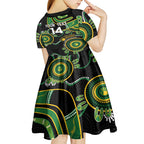 Custom Matildas NAIDOC Week Kid Short Sleeve Dress Australia Kangaroo Keep The Fire Burning - Black