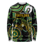 Custom Matildas NAIDOC Week Long Sleeve Shirt Australia Kangaroo Keep The Fire Burning - Black