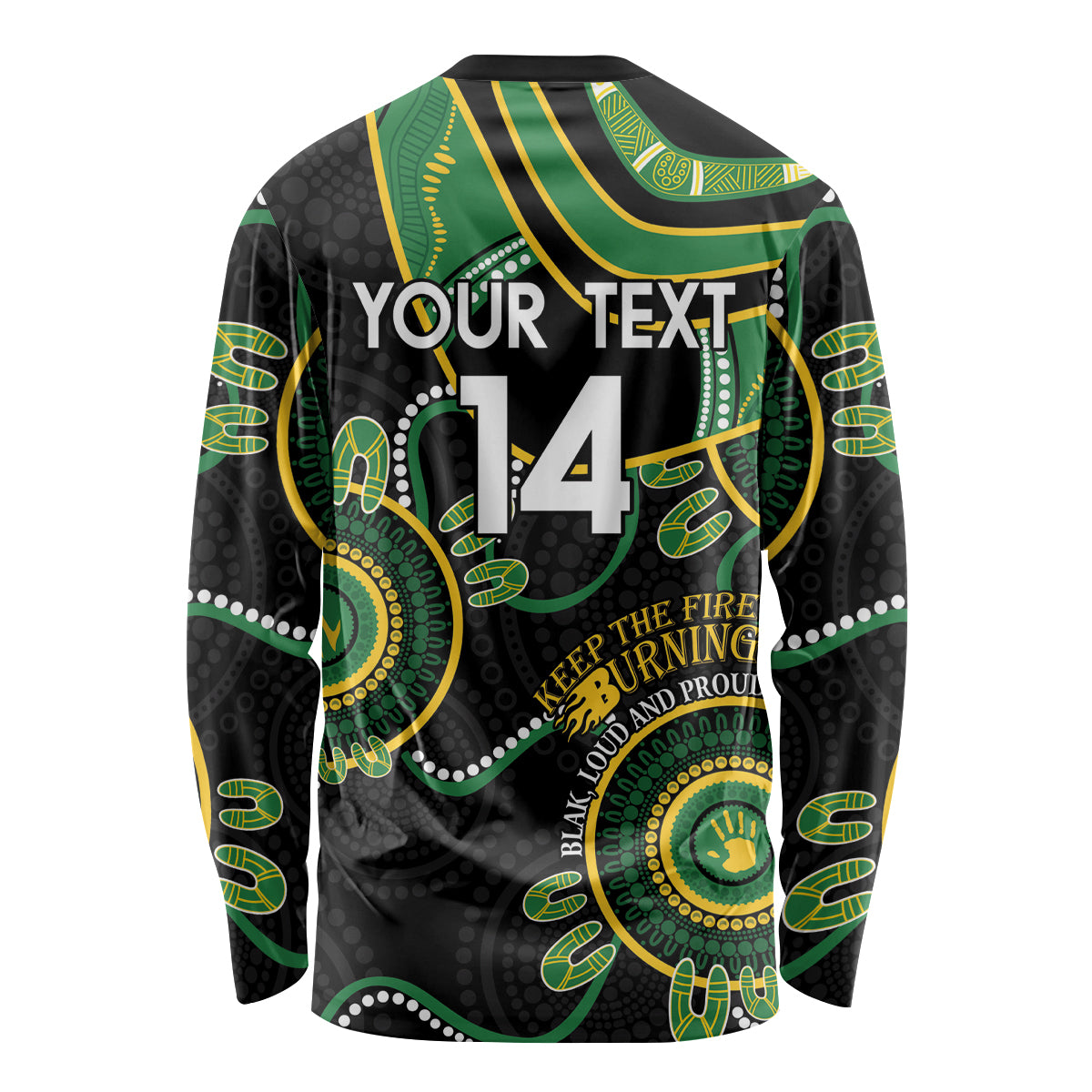 Custom Matildas NAIDOC Week Long Sleeve Shirt Australia Kangaroo Keep The Fire Burning - Black