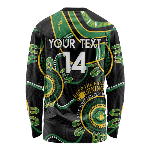 Custom Matildas NAIDOC Week Long Sleeve Shirt Australia Kangaroo Keep The Fire Burning - Black