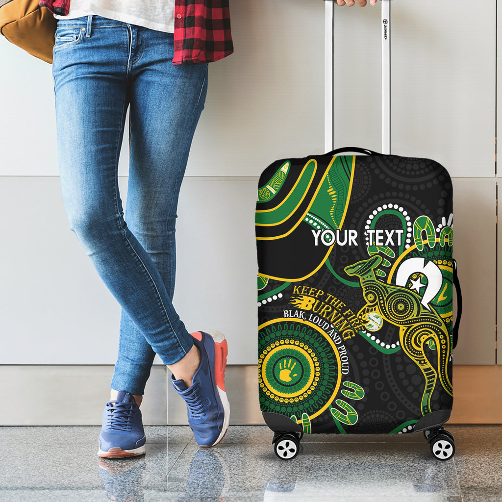 Custom Matildas NAIDOC Week Luggage Cover Australia Kangaroo Keep The Fire Burning - Black