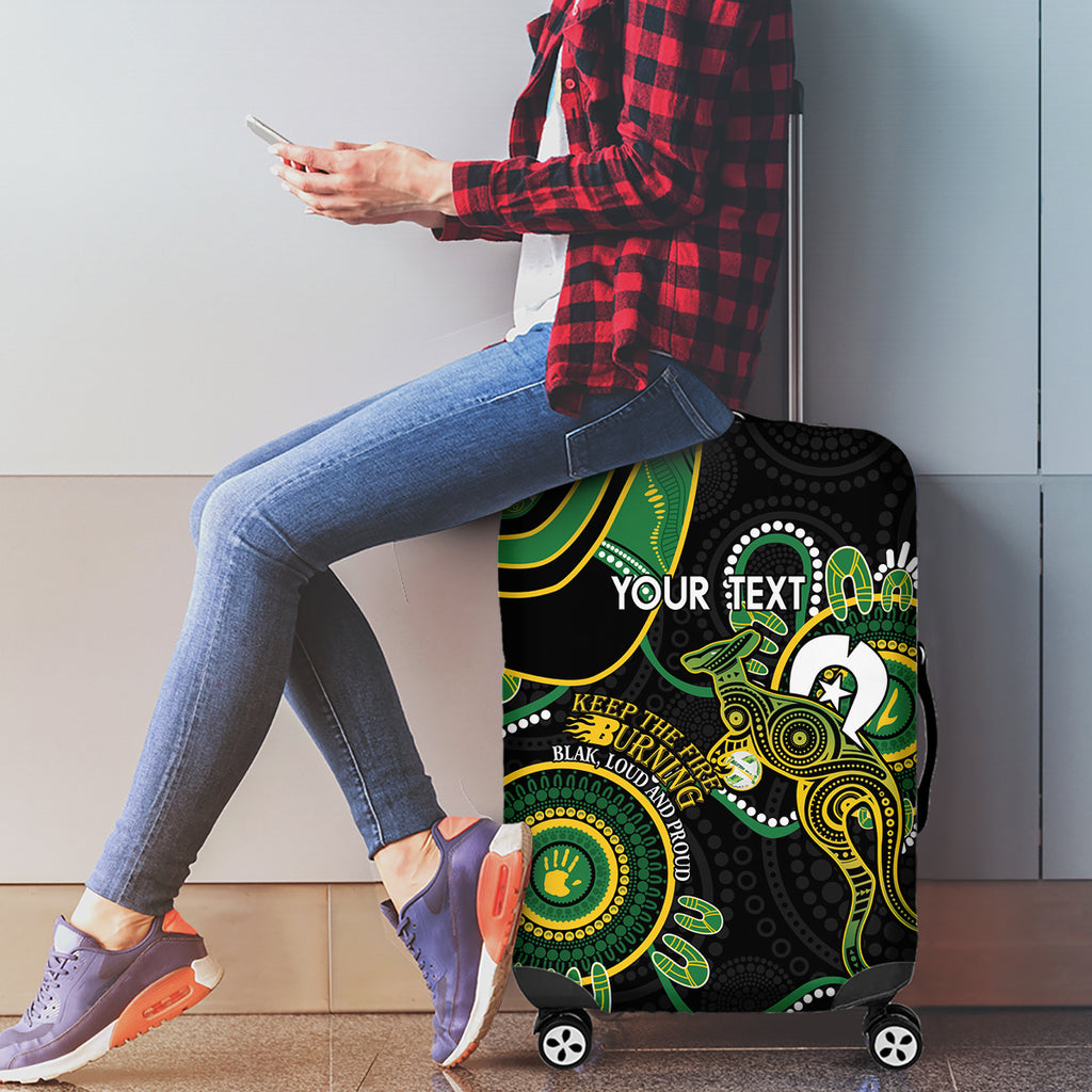 Custom Matildas NAIDOC Week Luggage Cover Australia Kangaroo Keep The Fire Burning - Black
