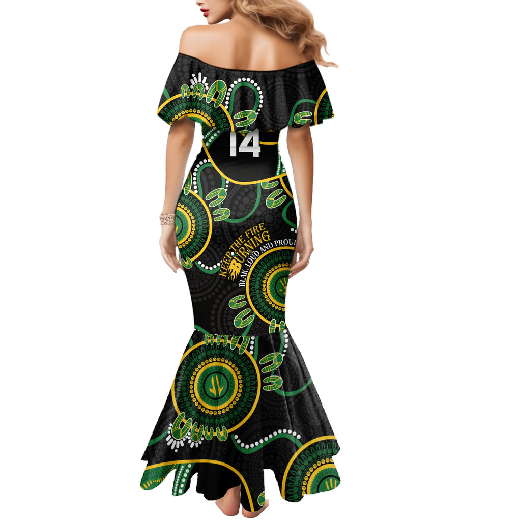Custom Matildas NAIDOC Week Mermaid Dress Australia Kangaroo Keep The Fire Burning - Black