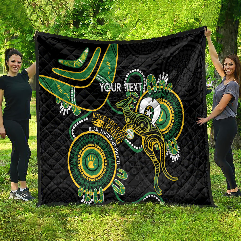 Custom Matildas NAIDOC Week Quilt Australia Kangaroo Keep The Fire Burning - Black