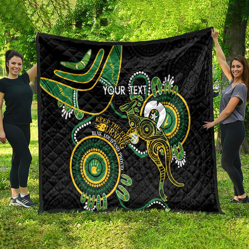Custom Matildas NAIDOC Week Quilt Australia Kangaroo Keep The Fire Burning - Black
