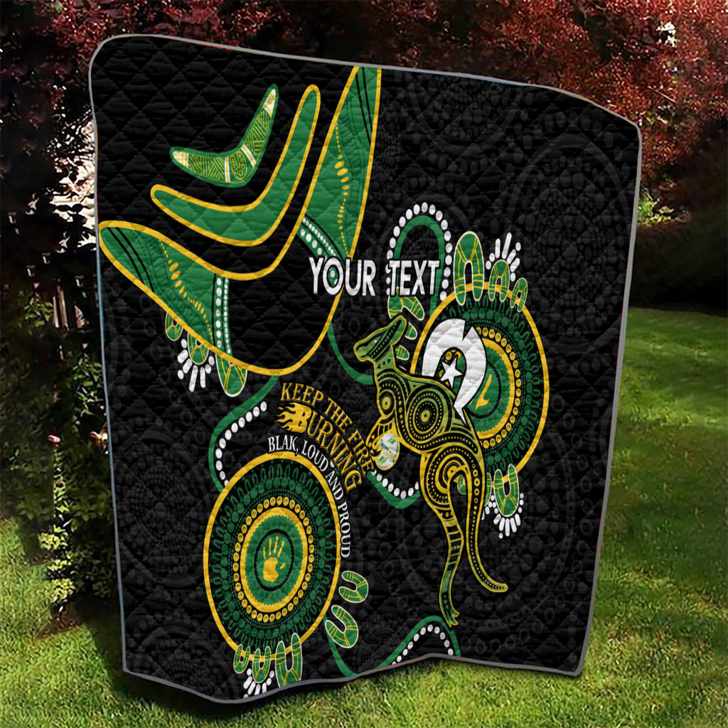 Custom Matildas NAIDOC Week Quilt Australia Kangaroo Keep The Fire Burning - Black