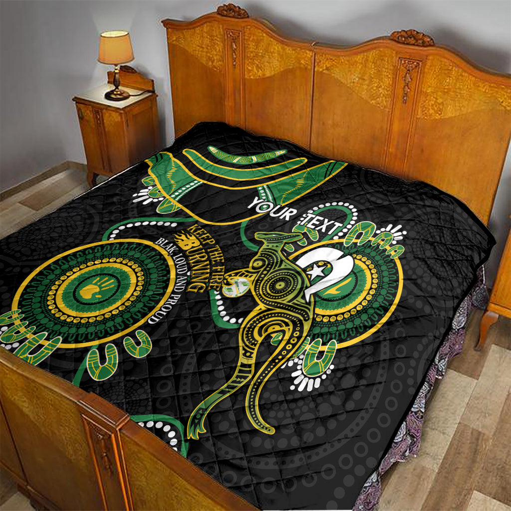 Custom Matildas NAIDOC Week Quilt Australia Kangaroo Keep The Fire Burning - Black