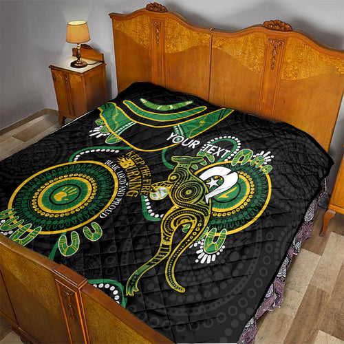 Custom Matildas NAIDOC Week Quilt Australia Kangaroo Keep The Fire Burning - Black