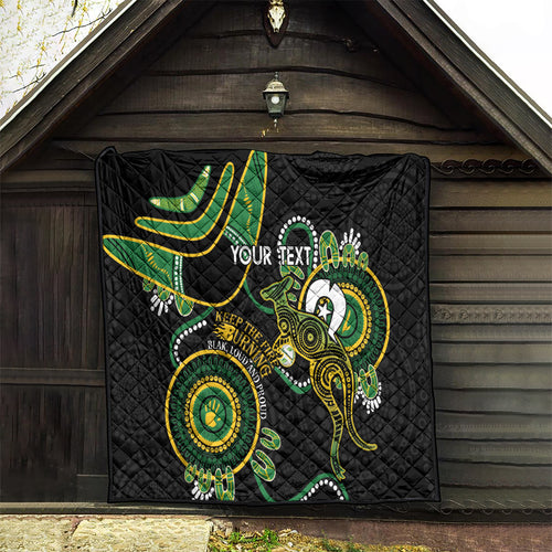 Custom Matildas NAIDOC Week Quilt Australia Kangaroo Keep The Fire Burning - Black
