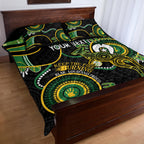 Custom Matildas NAIDOC Week Quilt Bed Set Australia Kangaroo Keep The Fire Burning - Black