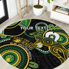 Custom Matildas NAIDOC Week Round Carpet Australia Kangaroo Keep The Fire Burning - Black