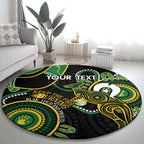 Custom Matildas NAIDOC Week Round Carpet Australia Kangaroo Keep The Fire Burning - Black