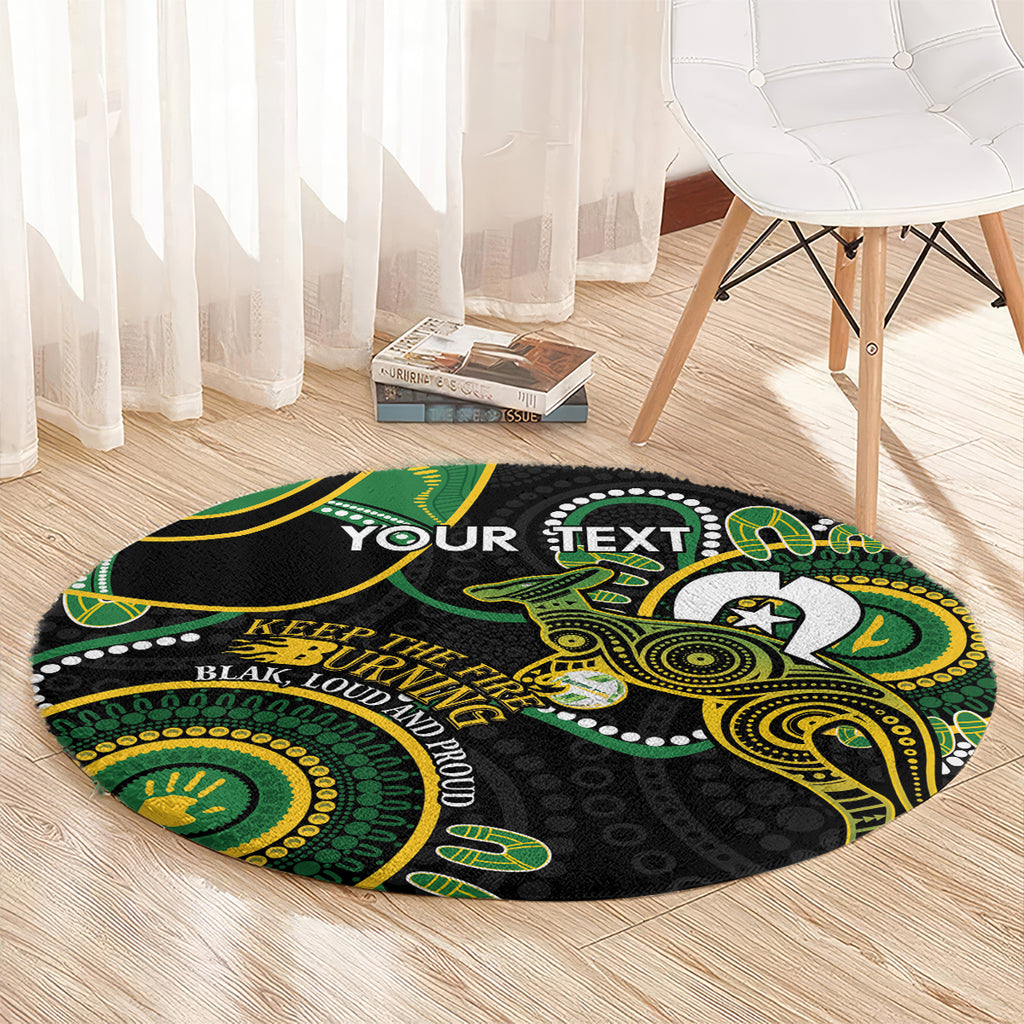 Custom Matildas NAIDOC Week Round Carpet Australia Kangaroo Keep The Fire Burning - Black