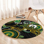 Custom Matildas NAIDOC Week Round Carpet Australia Kangaroo Keep The Fire Burning - Black