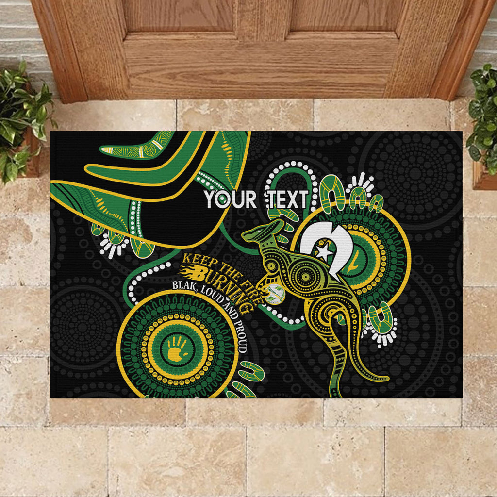Custom Matildas NAIDOC Week Rubber Doormat Australia Kangaroo Keep The Fire Burning - Black