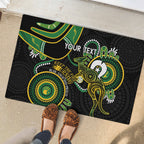 Custom Matildas NAIDOC Week Rubber Doormat Australia Kangaroo Keep The Fire Burning - Black