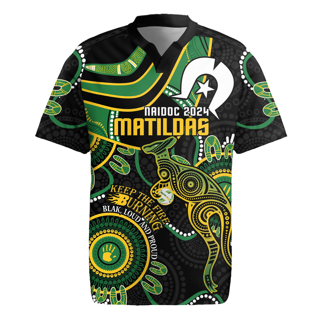 Custom Matildas NAIDOC Week Rugby Jersey Australia Kangaroo Keep The Fire Burning - Black
