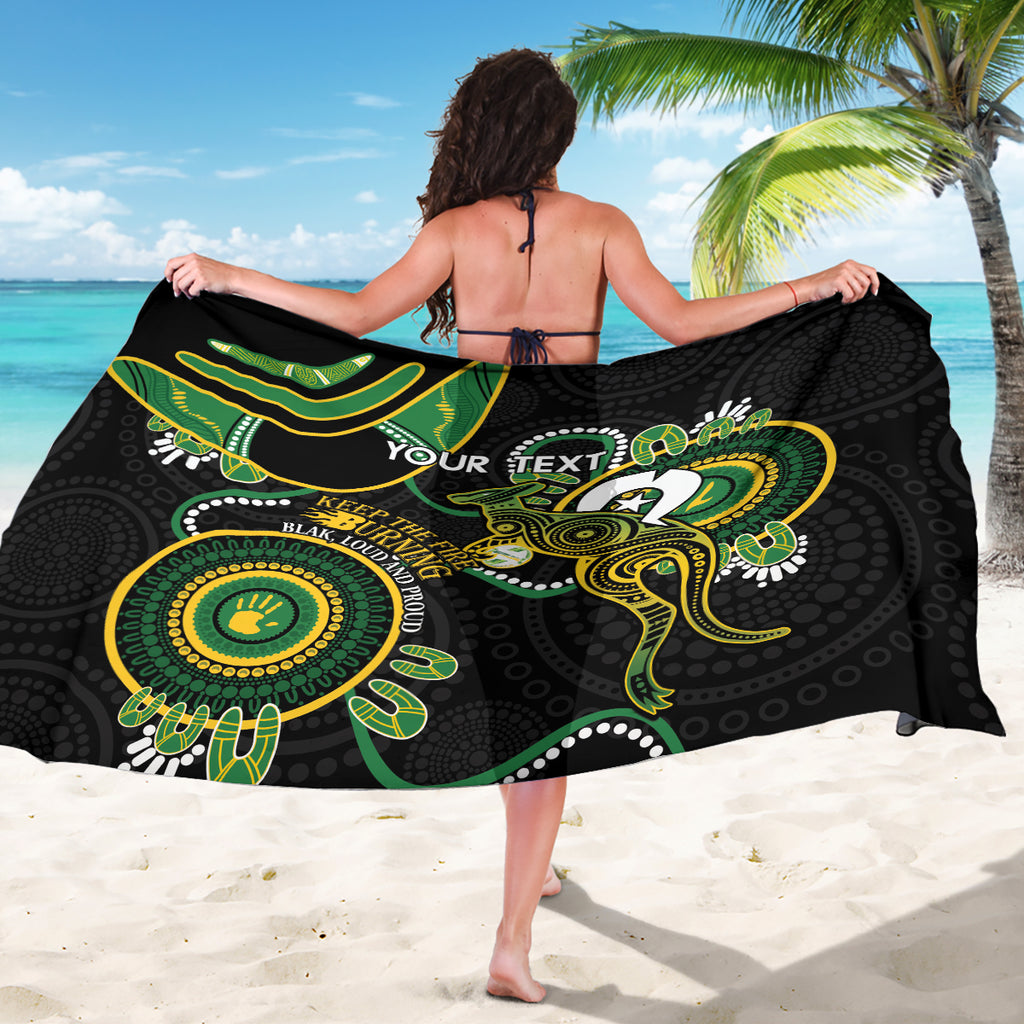 Custom Matildas NAIDOC Week Sarong Australia Kangaroo Keep The Fire Burning - Black