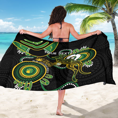Custom Matildas NAIDOC Week Sarong Australia Kangaroo Keep The Fire Burning - Black