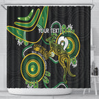 Custom Matildas NAIDOC Week Shower Curtain Australia Kangaroo Keep The Fire Burning - Black