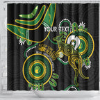 Custom Matildas NAIDOC Week Shower Curtain Australia Kangaroo Keep The Fire Burning - Black