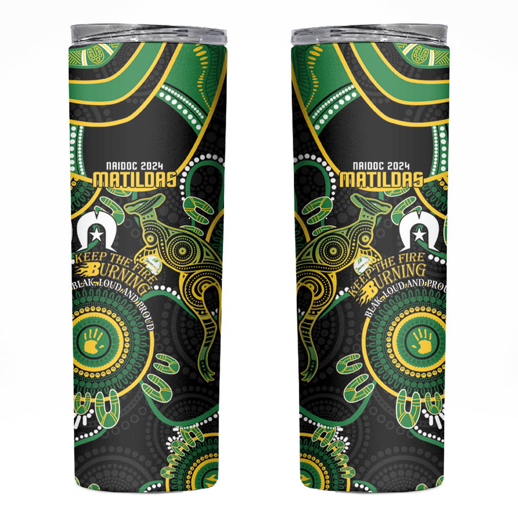 Matildas NAIDOC Week Skinny Tumbler Australia Kangaroo Keep The Fire Burning - Black