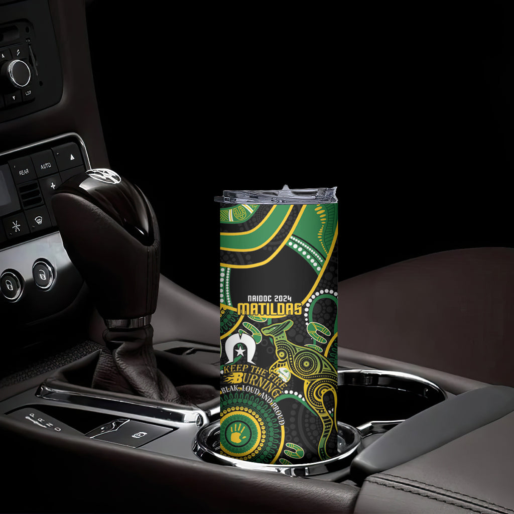 Matildas NAIDOC Week Skinny Tumbler Australia Kangaroo Keep The Fire Burning - Black