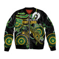 Custom Matildas NAIDOC Week Sleeve Zip Bomber Jacket Australia Kangaroo Keep The Fire Burning - Black