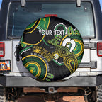Custom Matildas NAIDOC Week Spare Tire Cover Australia Kangaroo Keep The Fire Burning - Black