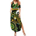 Custom Matildas NAIDOC Week Summer Maxi Dress Australia Kangaroo Keep The Fire Burning - Black