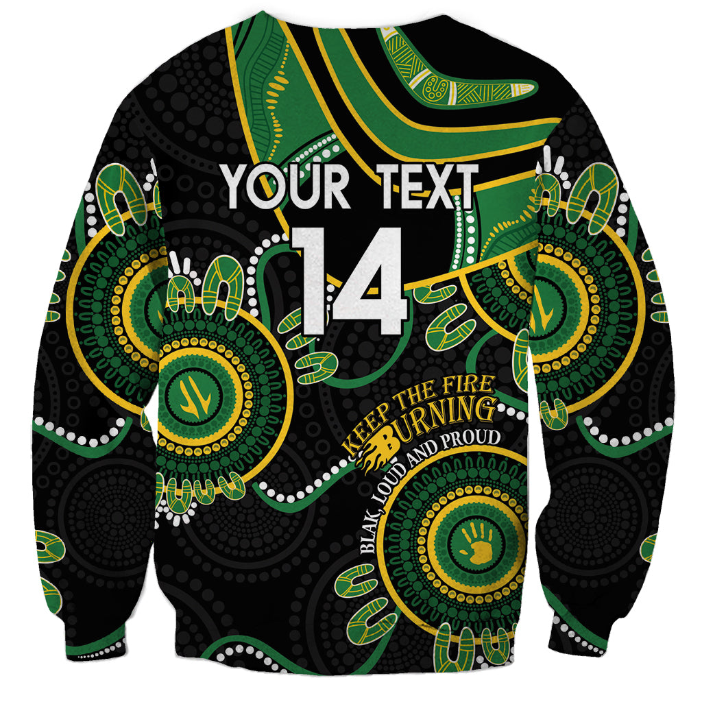 Custom Matildas NAIDOC Week Sweatshirt Australia Kangaroo Keep The Fire Burning - Black