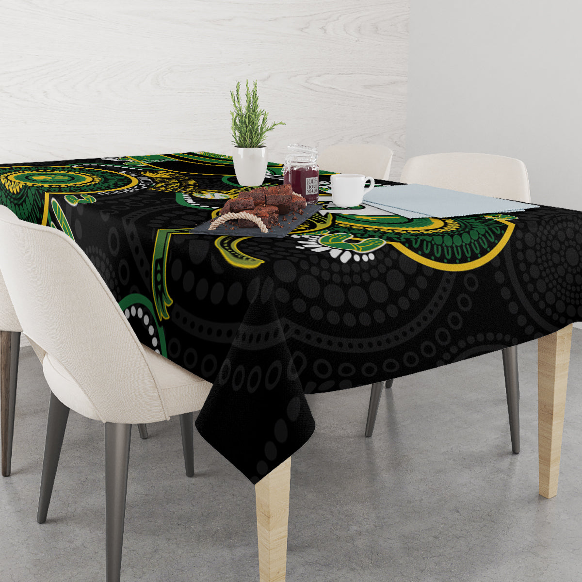 Custom Matildas NAIDOC Week Tablecloth Australia Kangaroo Keep The Fire Burning - Black