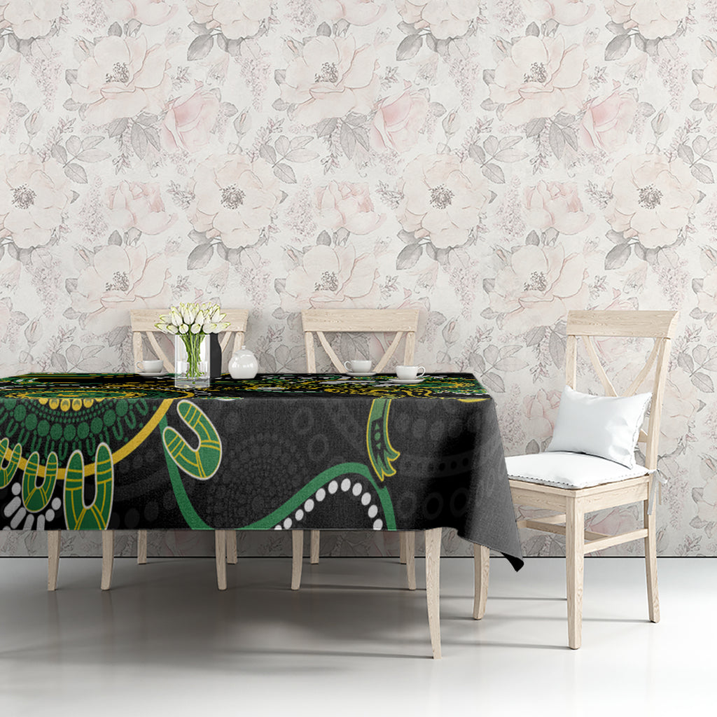 Custom Matildas NAIDOC Week Tablecloth Australia Kangaroo Keep The Fire Burning - Black