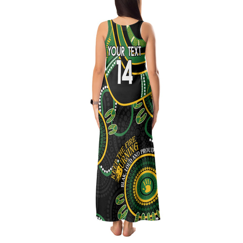 Custom Matildas NAIDOC Week Tank Maxi Dress Australia Kangaroo Keep The Fire Burning - Black