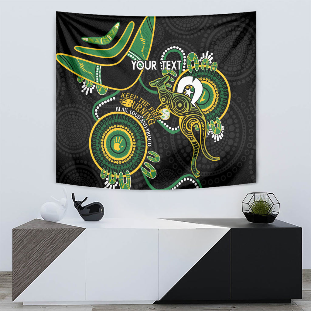 Custom Matildas NAIDOC Week Tapestry Australia Kangaroo Keep The Fire Burning - Black