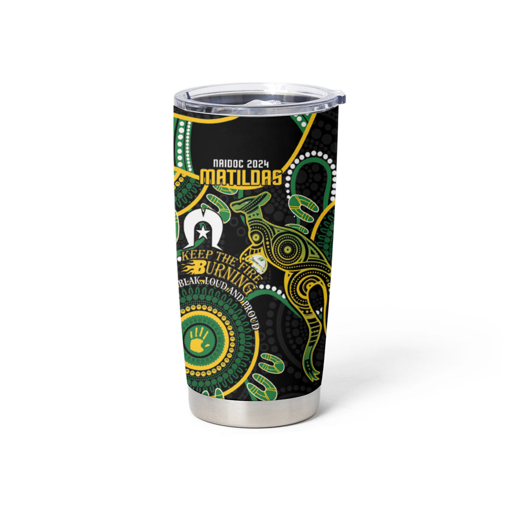 Matildas NAIDOC Week Tumbler Cup Australia Kangaroo Keep The Fire Burning - Black