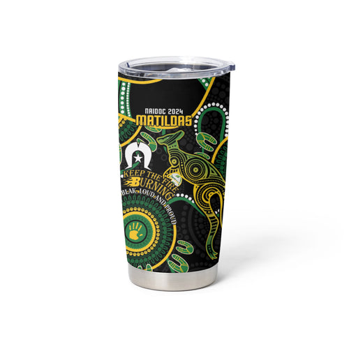 Matildas NAIDOC Week Tumbler Cup Australia Kangaroo Keep The Fire Burning - Black