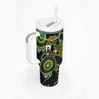 Matildas NAIDOC Week Tumbler With Handle Australia Kangaroo Keep The Fire Burning - Black