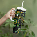 Matildas NAIDOC Week Tumbler With Handle Australia Kangaroo Keep The Fire Burning - Black