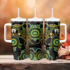 Matildas NAIDOC Week Tumbler With Handle Australia Kangaroo Keep The Fire Burning - Black