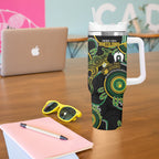 Matildas NAIDOC Week Tumbler With Handle Australia Kangaroo Keep The Fire Burning - Black