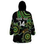Custom Matildas NAIDOC Week Wearable Blanket Hoodie Australia Kangaroo Keep The Fire Burning - Black
