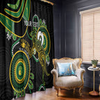 Custom Matildas NAIDOC Week Window Curtain Australia Kangaroo Keep The Fire Burning - Black