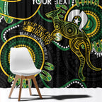 Custom Matildas NAIDOC Week Window Curtain Australia Kangaroo Keep The Fire Burning - Black